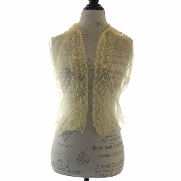 Anthropologie Tops - Vintage Sheer Yellow Ruffle Sleeveless Blouse